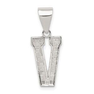 Sterling Silver, Sami Collection, Textured Block Initial V Pendant